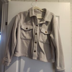 Thread & Supply Soft Gray Fleece Shacket Size M Euc